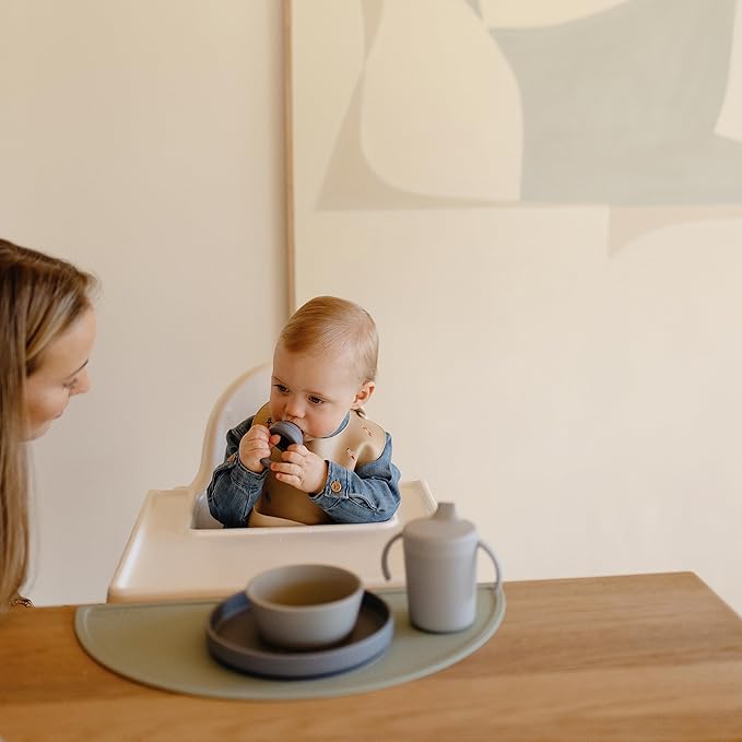 mushie Silicone Placemat for Kids | BPA-Free Non-Slip Design (Stone)