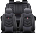 Leather Car Seat Covers Fit for LR Defender 2020-2025, 5 Seater Waterproof and Wear-Resistant Seat Cover Interior Accessories(Full Set with Pillow,Black)