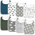 KeaBabies 8-Pack Organic Baby Bibs for Boys, Girls - Super Absorbent Cotton Drool Bibs for Baby Girl & Boy, Teething Toddler, Drooling Newborn, Ultra Soft & Machine Washable (Crossroads)