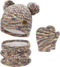 Kids Toddlers Winter Beanie Hats Gloves Neck Scarf Set Mittens Gifts for 0 6 12 Months 1 2 3 4-8 Year Old Baby Girls Boys