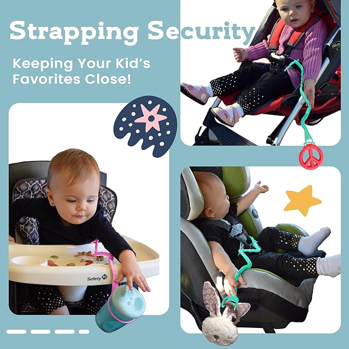 Brilli Baby Cup Catcher Patented Safety Tether Strap, Attach Sippy Cups, Bottles, Pacifiers & More to Stroller, High Chair, Car Seat, Made in USA, Food Grade, Dishwasher Safe (Lavender)