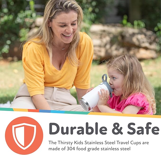 Nuby Thirsty Kids No Spill Flip-It Reflex Stainless Steel Travel Cup or Water Bottle - 10 Oz - 18+ Months - Blue - Back to School Essentials (Pack of 12)