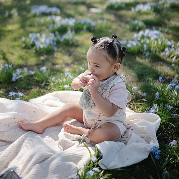 mushie Muslin Baby Swaddle Blanket | 100% Organic Cotton (Cherries)