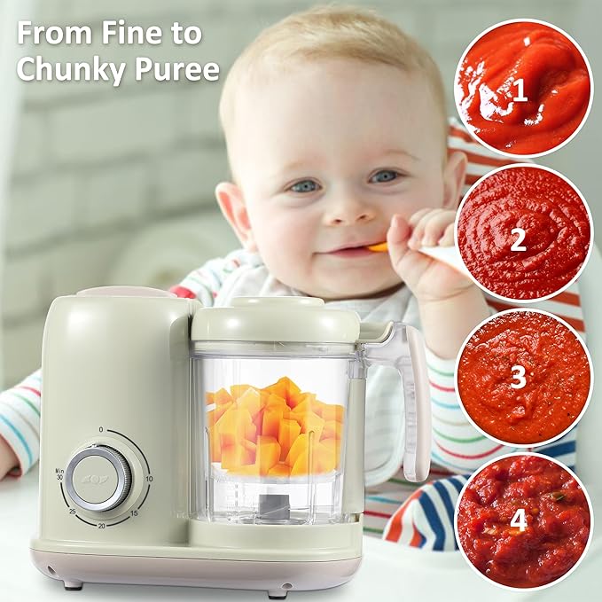 Baby Food Maker, 4 in 1 Baby Food Processor and Steamer, Puree Blender, Multifunctional Baby Puree Maker, Dishwasher Safe (Green)