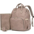 Premium Vegan Leather Diaper Bag Backpack with Waterproof Changing Pad – Reinforced Stitching & Zippers, Baby Bag for Boy Girl, Stroller Straps, Ergonomic Design for Traveling Moms, Taupe