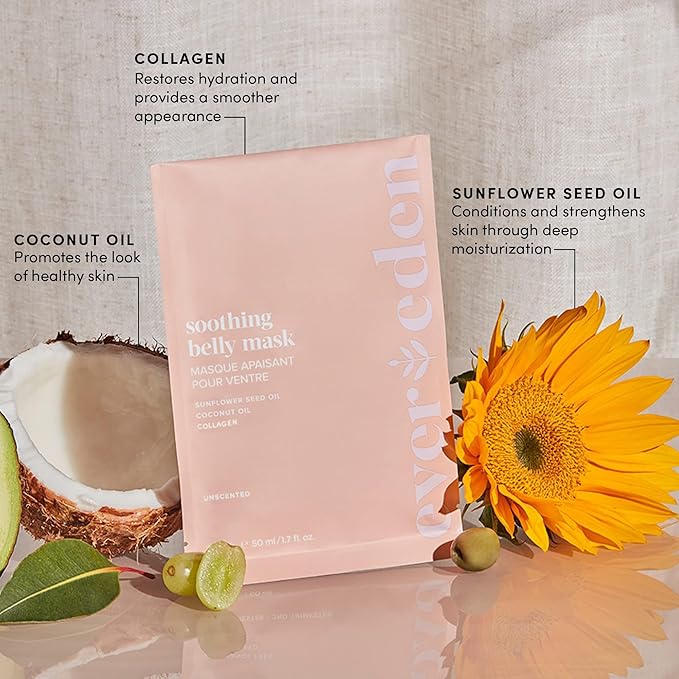 Evereden Soothing Belly Mask for Stretch Marks - One Size | 1 count | Belly Mask for Pregnancy | Clean Pregnancy Skincare | Non-toxic and Fragrance Free