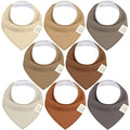 8-Pack Organic Baby Bandana Bibs for Boys, Girls - Super Absorbent Triangle Baby Bibs for Drooling and Teething Infant, 100% Cotton Extra Soft for Newborn, Infant 0-36 Months (Terracotta)