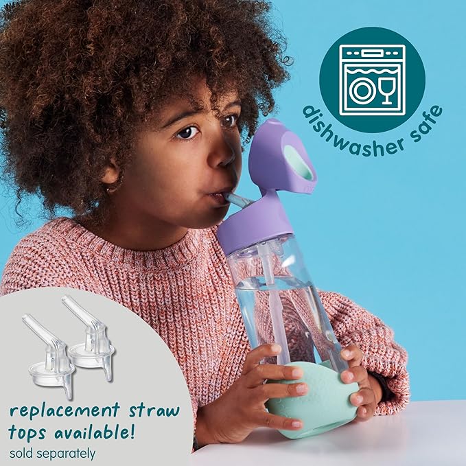b.box Kids Water Bottle – 20oz Tritan Toddler Drink Bottle with Straw for School, Daycare, Travel w/Easy-Grip Triangular Design, Leak Proof Lid & Handle, BPA Free, Dishwasher Safe (Strawberry Shake)