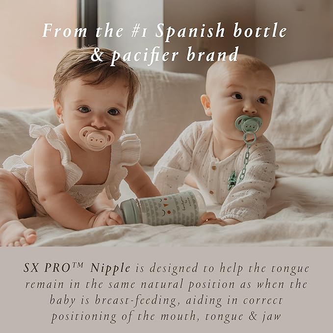 Suavinex Bonhomia SX PRO Physiological Pacifier, Supports Breastfeeding Babies, Pacifiers for 18 Months and Up, Baby Pacifier, Baby Accessories, (Beige)
