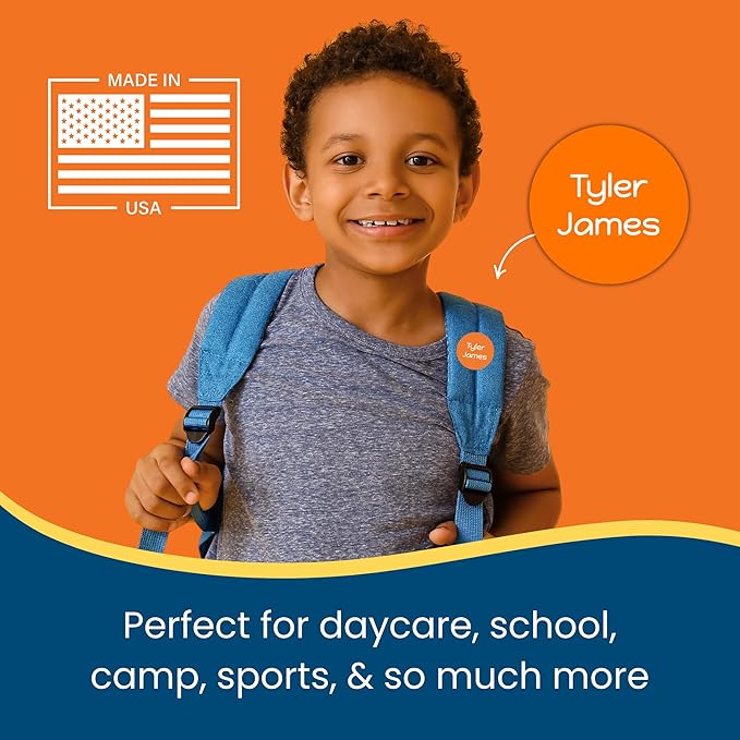 Name Bubbles - Basic Daycare Name Stickers for Kids (144 ct) Personalized Waterproof Name Labels for School Supplies, Clothing Tags, Baby Bottles, All Ages - Washable Stick-On Labels (Neutral Color)