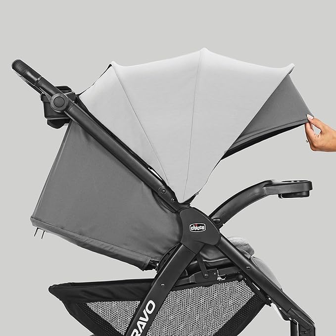 Chicco Bravo LE Trio Travel System, Bravo LE Quick-Fold Stroller with KeyFit 30 Zip Infant Car Seat, Car Seat and Stroller Combo | Harbor/Navy