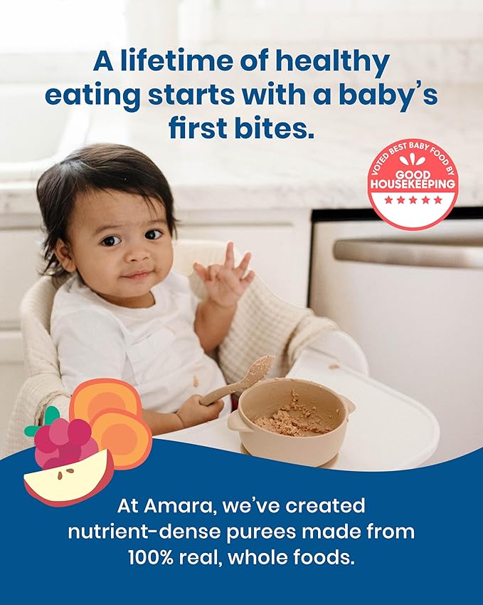 Amara Organic Baby Food - Stage 2 - Pumpkin Pear - Baby Cereal to Mix With Breastmilk, Water or Baby Formula - Shelf Stable Baby Food Pouches Made from Organic Fruit and Veggies - 10 Pouches, 3.5oz Per Serving