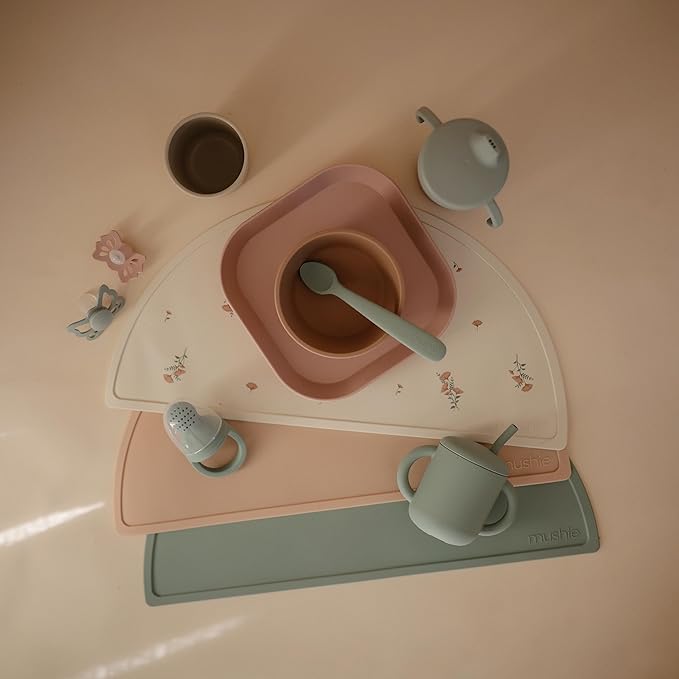mushie Silicone Placemat for Kids | BPA-Free Non-Slip Design (Dried Thyme)