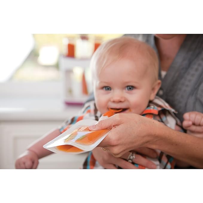 Infantino Couple a Spoons, Baby Food Pouch Toppers with Travel Case, No-Leak Spoons for Baby Puree Food, 2-Pack