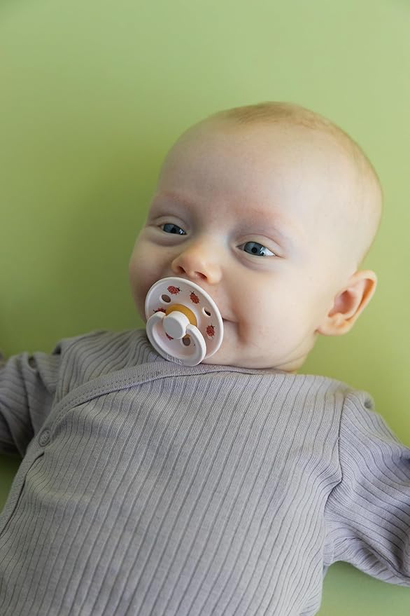 BIBS Studio Soother 2-Pack, BPA Free Dummy Pacifier, Round Nipple. Natural Rubber Latex, Made in Denmark, Size 3 (18+ Months), Breeze/Petrol