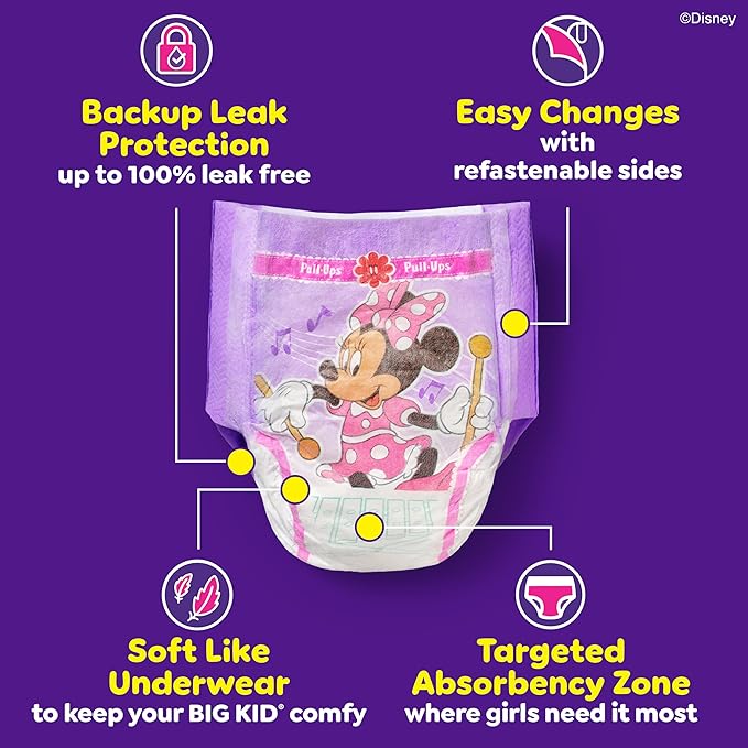 Pull-Ups Girls' Potty Training Pants, Size 4T-5T Training Underwear (38-50 lbs), 56 Count