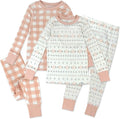 HonestBaby 4 Piece Pajamas Sleepwear Pjs 100% Organic Cotton for Infant Baby and Toddler Boys, Girls, Unisex
