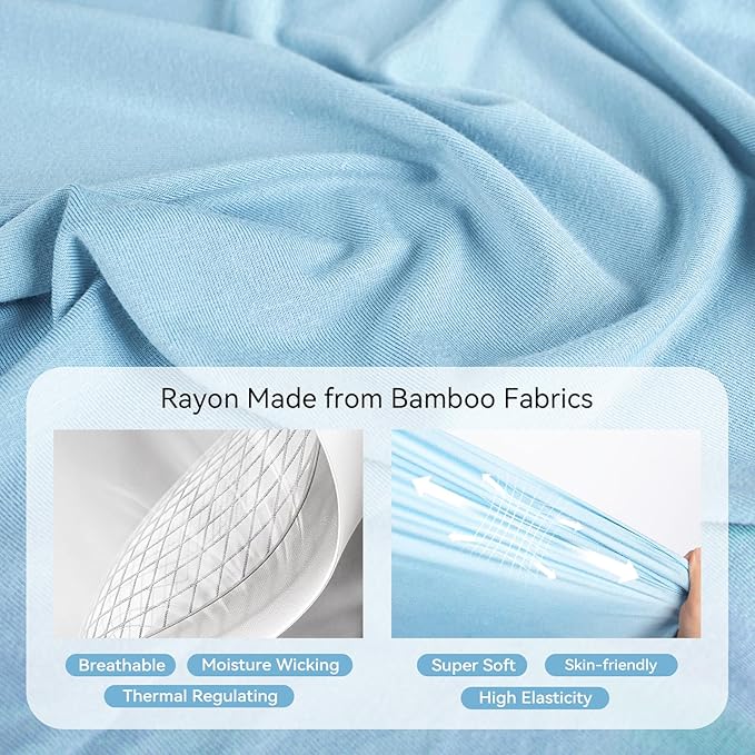 Rayon Made From Bamboo Sleep Sack 6-12 Months 0.5 Tog Ultra Soft Summer Toddler Sleep Sack with Feet 2-Way Zipper Lightweight Sleeping Bag Baby Wearable Blanket (2 Pack)-Green & Blue