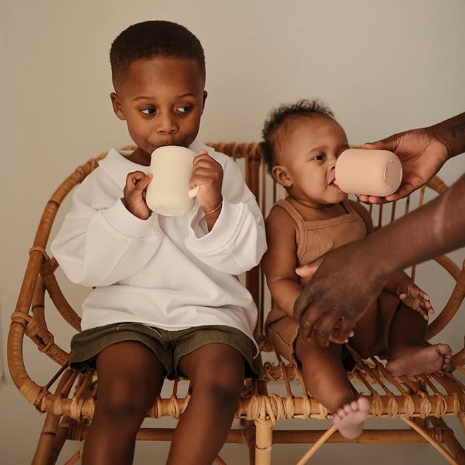 mushie 100% Silicone Training Cup & Straw for Toddlers | 6 Months+ (Dinosaurs)