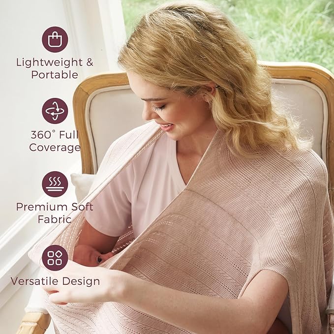 Momcozy Ultra-Light Nursing Cover for Breastfeeding, Soft Breathable Tencel™ Lyocell Fabric, Multi-Use Feeding Shawl, Newborn Essentials Must Haves(Shallow Brown)