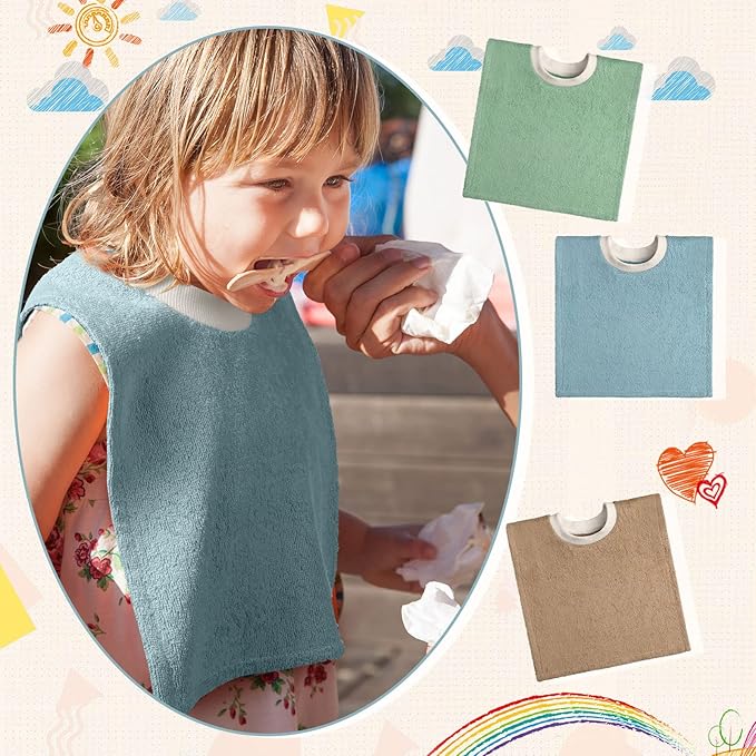Foaincore 6 Pcs Pullover Baby Bibs Cotton Terry Toddler Absorbent Infant for Feeding and Drooling Towel Slip on Bib(Fresh Color)