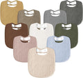 Susurration Muslin Baby Drool Bibs 10Pack Soft Square Adjustable Bandana Bibs for Unisex Baby Girls & Boys