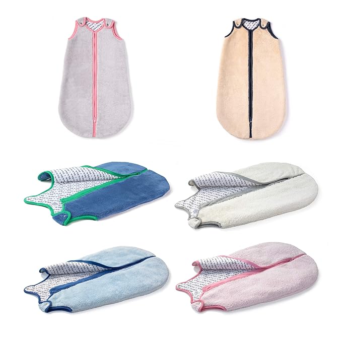 baby deedee Sleep Nest Teddy Baby Sleeping Bag, Gray Bubble Gum, Small (0-6 Month) (168)