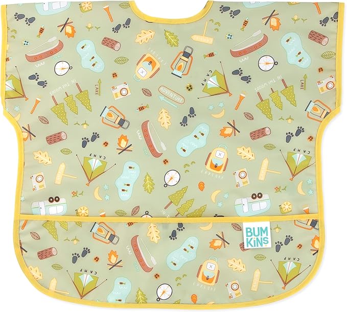 Bumkins Bibs - Toddler Bibs, Waterproof, Large for 1-3 Years, Short Sleeve