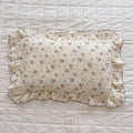 BuLuTu Cotton Muslin Pillow Case King Pillowcase Sweet Floral Design Pillowcases Enveloped Closure Vintage Ruffled Pillow Cover for Teens Adults, 20x36 inch, 1 Piece, Crapemyrtle
