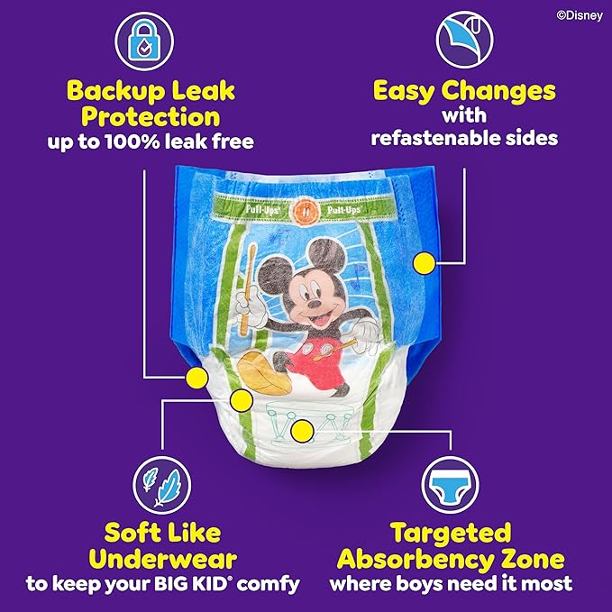 Pull-Ups Boys' Potty Training Pants, Size 4T-5T Training Underwear (38-50 lbs), 56 Count