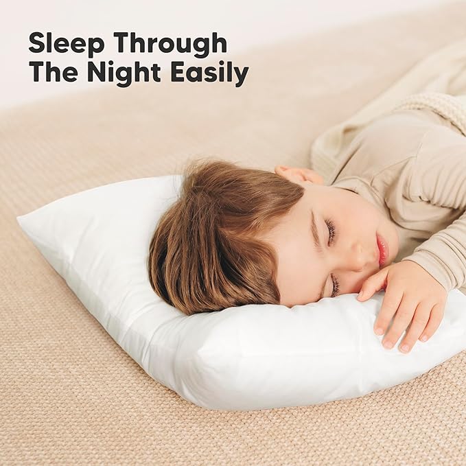 KeaBabies 2-Pack Toddler Pillow 14x20 - Soft Organic Cotton Kids Travel Bed Pillows for Sleeping, School, Nap, Machine Washable, Toddlers 2 to 5, Pillowcase Sold Separately (Soft White)