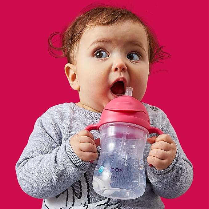 b.box Sippy Cup with Weighted Straw. Drink from any Angle, Leak Proof, Spill Proof, Easy Grip. BPA Free, Dishwasher Safe. For Babies 6m+ to Toddlers (Grape, 8oz)