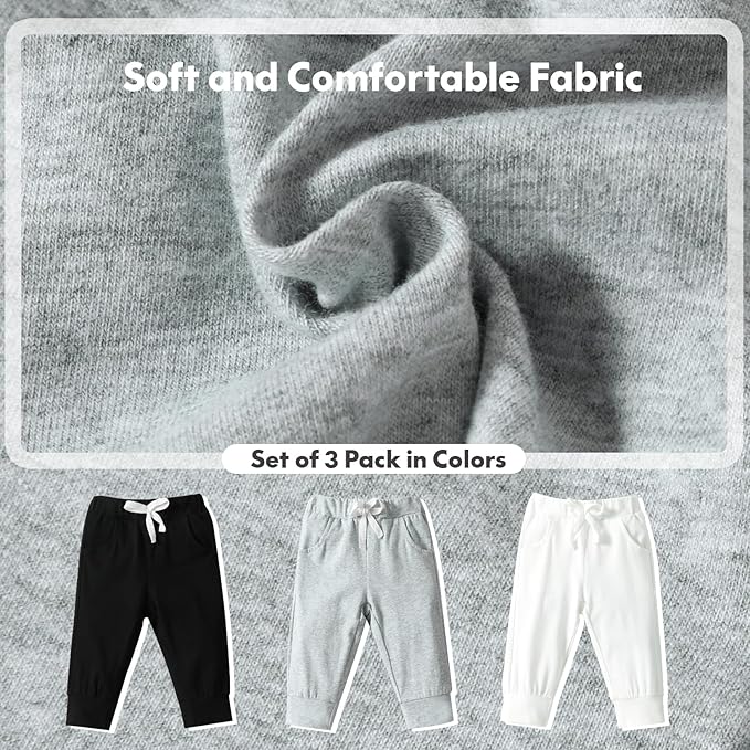 DREAM BUS Pack of 3 Toddler Jogger Pants with Pocket Toddler Boy Sweatpants Baby Boy Pants Infant Newborn Leggings