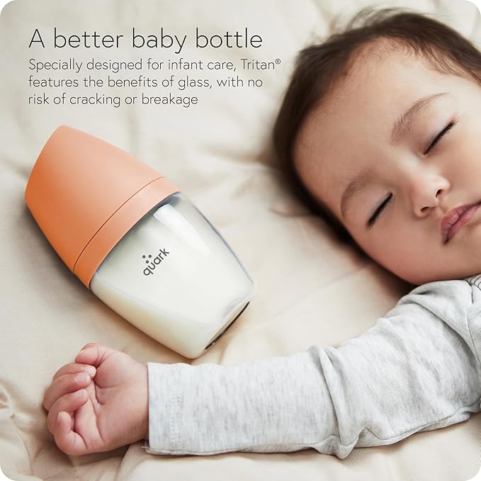 BuubiBottle Hybrid Bottle Feeding Bundle by Quark - Baby Bottle Set with Baby Bottles for Breastfed Babies from Newborn to Toddler - With RealFeel Anti Colic Nipples, Sippy Cup Conversion Kit - Orange