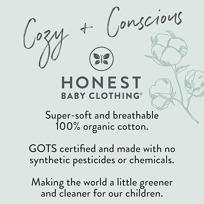 HonestBaby Sleep and Play Footed Pajamas One-Piece Sleeper Jumpsuit Zip-Front PJs 100% Organic Cotton for Baby Girls