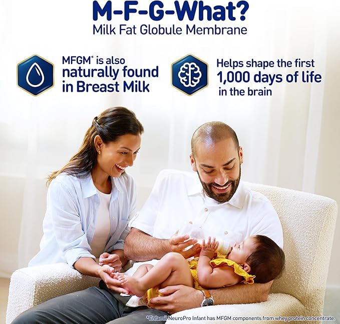 Enfamil NeuroPro Baby Formula, Milk-Based Infant Nutrition, MFGM* 5-Year Benefit, Expert-Recommended Brain-Building Omega-3 DHA, Exclusive HuMO6 Immune Blend, Non-GMO, 124.2 oz