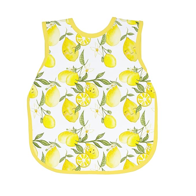 BapronBaby Fresh Lemon Bapron - No Neck Tie Safer Bib for Baby & Toddler - Soft Waterproof Stain Resistant - Machine Washable - Sz Baby/Toddler 6m-3T