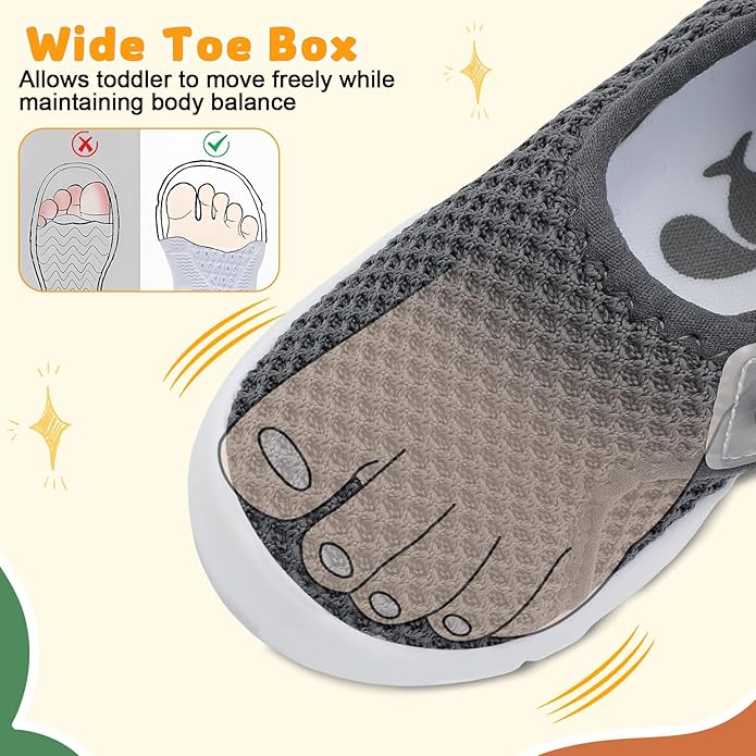 FEETCITY Baby Shoes Boys Girls First Walking Shoes Infant Sneakers Lightweight Slip On Shoe