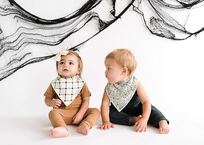 Copper Pearl 4 Pack Soft Cotton Baby Bibs for Drooling and Teething, Absorbent Drool Bibs for Baby Girl and Boy, Adjustable to Fit Newborns to Toddlers, Tons of Styles (Patch)