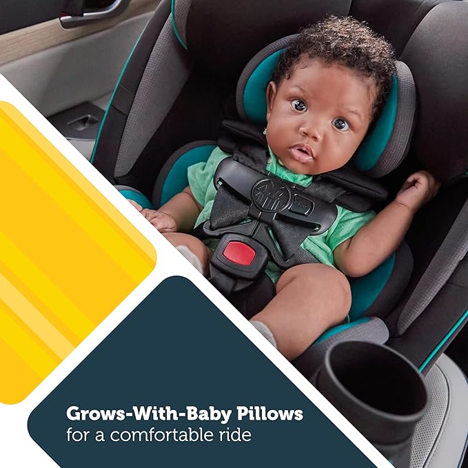 Safety 1st Grow and Go All-in-One Slim Convertible Car Seat, Rear Facing, 5-40 lbs, Forward Facing (30–65 lbs), High Back Booster Seat 40-100 pounds, Green Gables