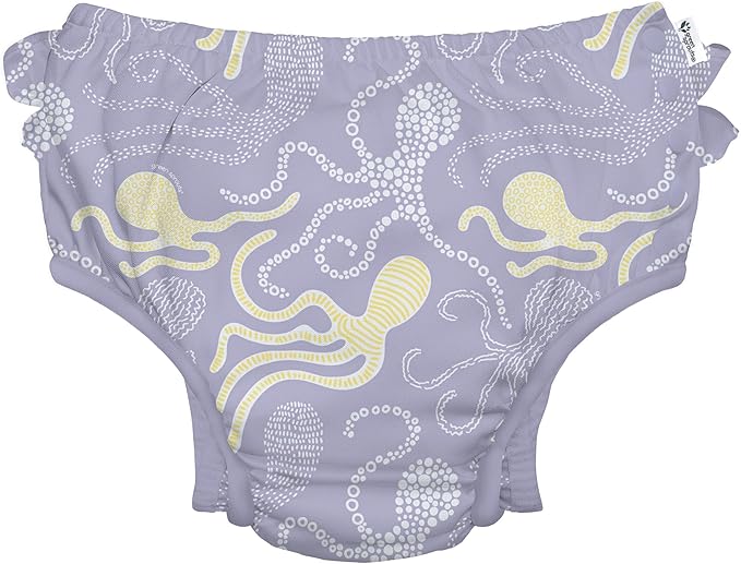 green sprouts Baby Toddler Eco Ruffle Snap Swim Diaper - Lavender Octopus - 24mo