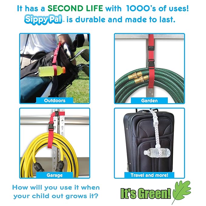 PBnJ Baby SippyPal Sippy Cup Holder Strap Leash Tether (Blk/White Dot 2-Pack)
