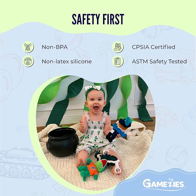 Gamezies Baby Boy and Girl Silicone College Mascot Stuffed Toy Plush Pacifier Collegiately Licensed, Herbie Husker, University of Nebraska CPSIA Tested, BPA-Free 0-6 Months