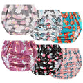 Joyo roy 6Pcs Waterproof Cloth Diaper Cover Reusable Plastic Training Pants for Toddlers Diaper Covers for Baby Girls Leak Proof Rubber Underwear for Potty Training Plastic Underwear for Toddlers 1T