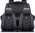 Leather Car Seat Covers Fit for LR Range Rover Evoque 2019-2025, 5 Seater Waterproof and Wear-Resistant Seat Cover Interior Accessories(Full Set,Black&Blue)