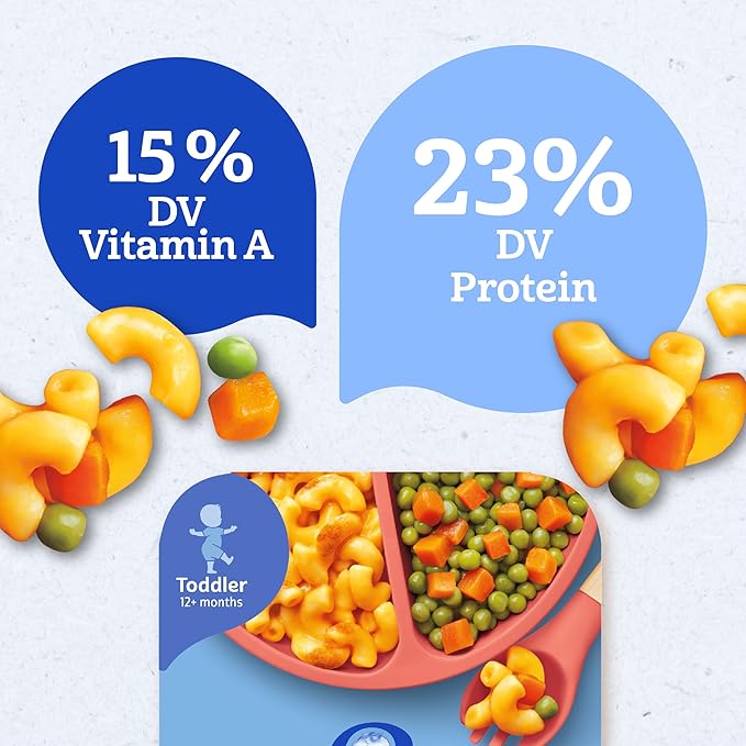 Gerber Mealtime for Toddler Macaroni & Cheese with Side of Seasoned Peas & Carrots, 6.6 Ounce (Pack of 8)