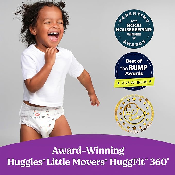Huggies Size 7 Baby Diapers, Little Movers HuggFit 360° Baby Diapers with 360° Waistband, Size 7 (41+ lbs), 14 Count, Packaging May Vary