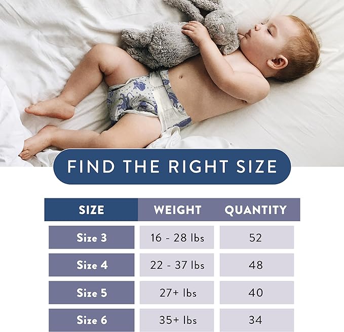 The Honest Company Clean Conscious Overnight Diapers for Sensitive Skin, Hypoallergenic Fragrance-Free Baby Diapers, Cozy Cloud and Star Signs Design, Club Box, Size 6 (35+ lbs), 34 Count