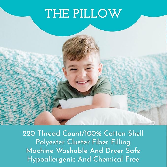Little Sleepy Head Toddler Pillow with Pillowcase 13x18 - Kids Pillow for Sleeping - Better Neck Support Ergonomic Pillow and Toddler Pillowcase - Best Pillows for Kids (Chevron Gray)
