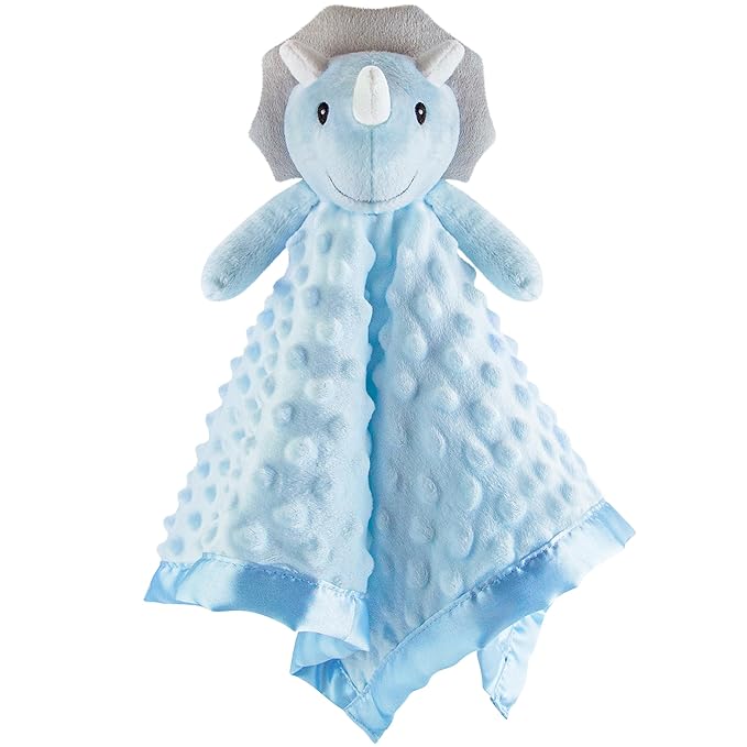 Pro Goleem Loveys for Babies - Soft Security Blanket Baby Snuggle Toy Newborn Stuffed Animals Baby Gifts for Boys and Girls, Triceratops Dinosaur, 16 Inch